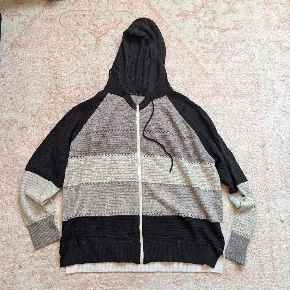 Knit sweater zip up hoodie